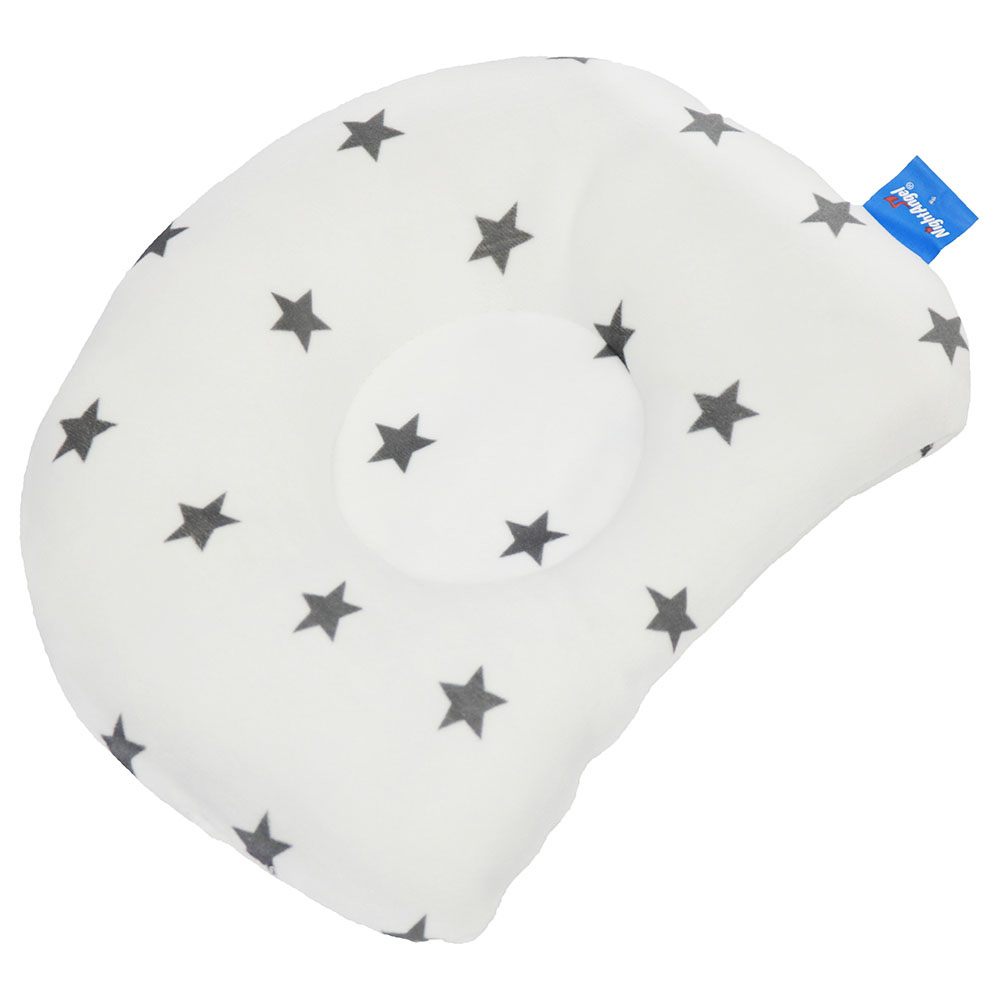 Night Angel - Star Print Baby Pillow - White
