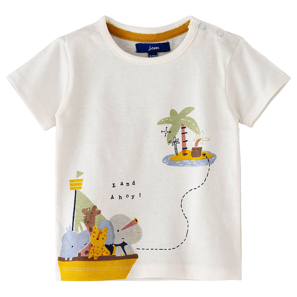 Jam - Boy's Playful Prints Short-Sleeve Cotton Tee - White
