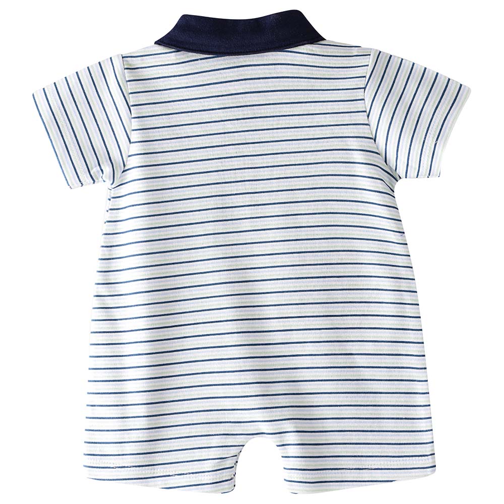 Tiny Hug - Boys Soft And Comfortable Cotton Romper - Navy/White