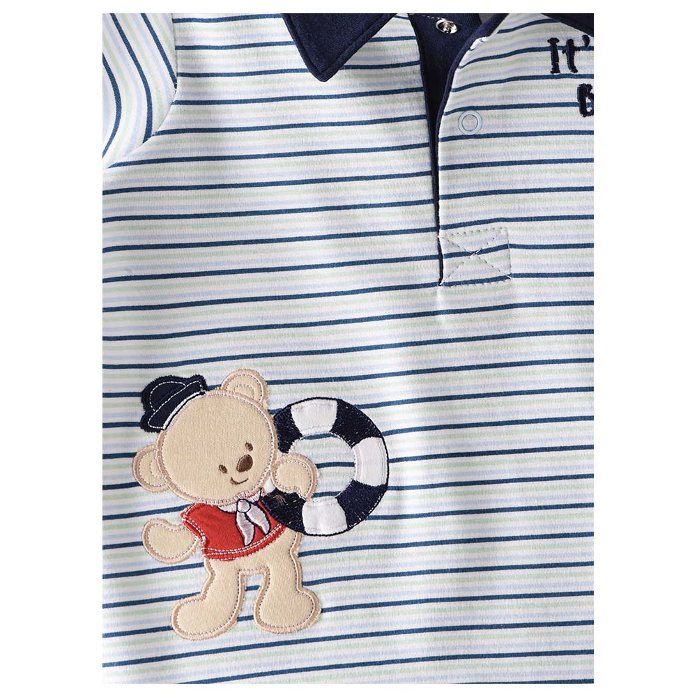 Tiny Hug - Boys Soft And Comfortable Cotton Romper - Navy/White