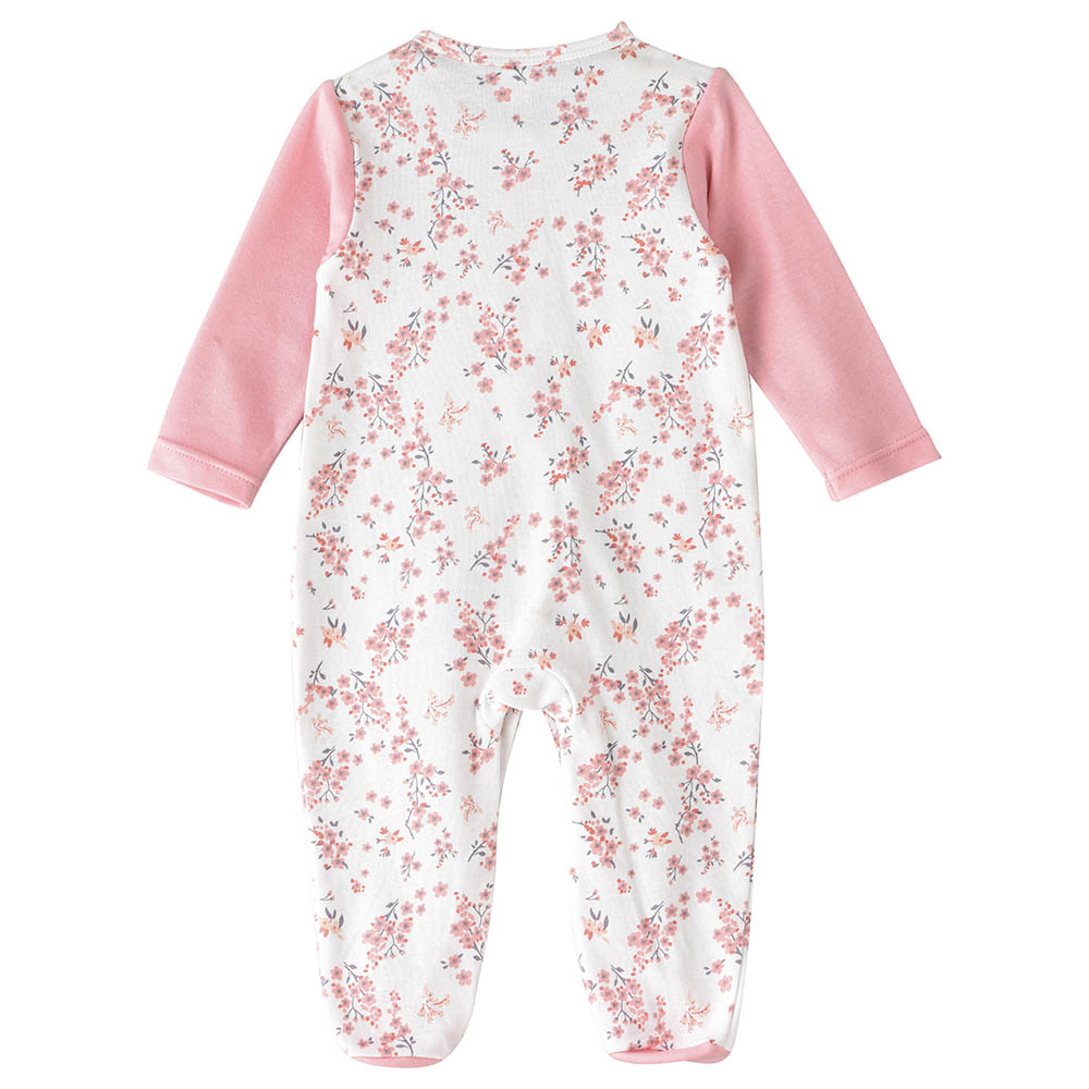 Tiny Hug - Girls Soft And Comfortable Cotton Sleepsuit - Pink/White