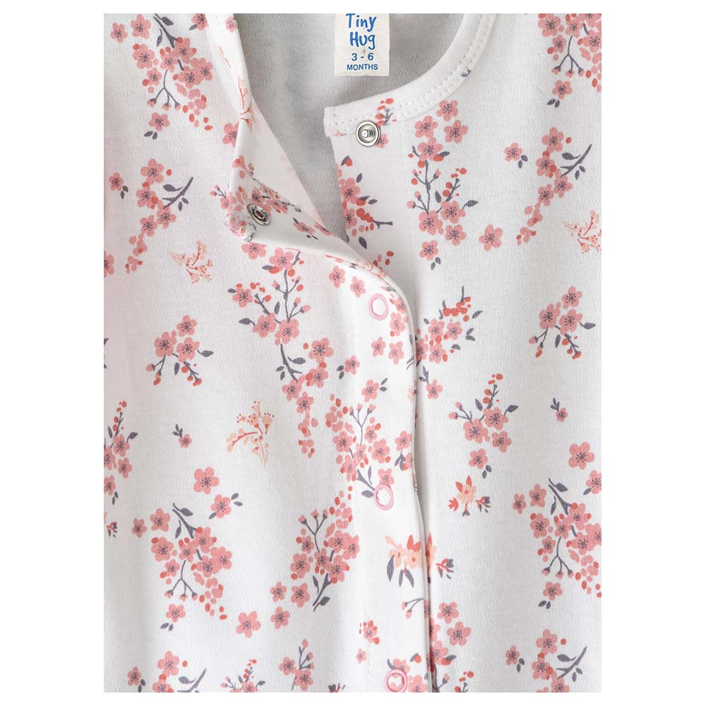 Tiny Hug - Girls Soft And Comfortable Cotton Sleepsuit - Pink/White