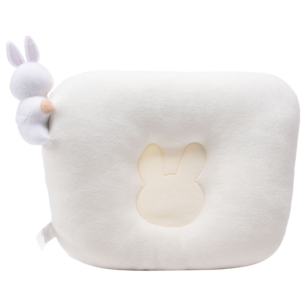 Tiny Hug - Newborn Soft And Breathable Baby Bunny Flat Pillow - Ivory