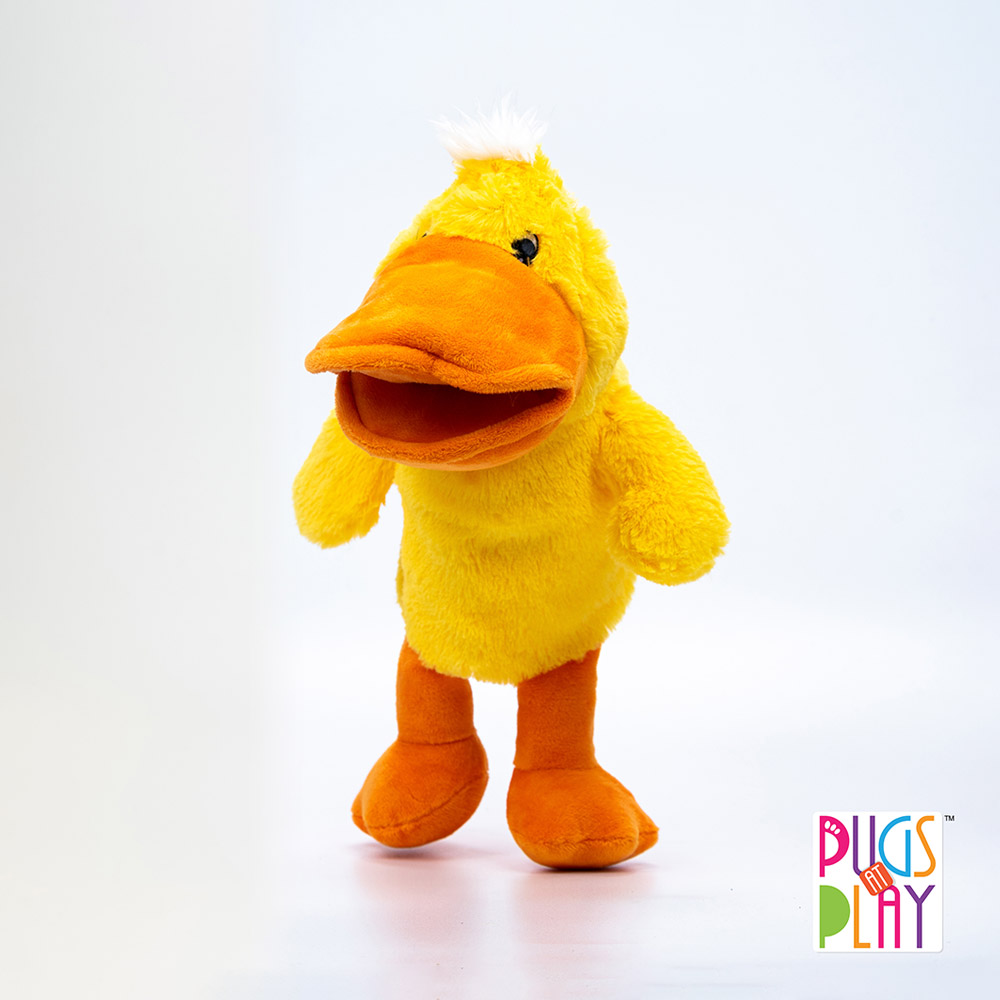 Pugs At Play - Battery Operated Puppet Duck - Green - 12-Inch