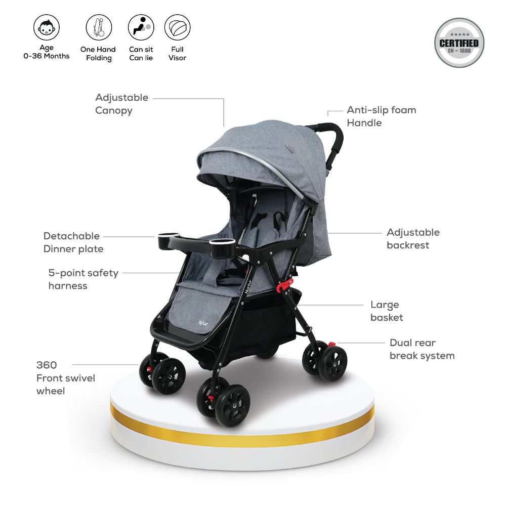 Nurtur - Fully Adjustable Stroller - Grey