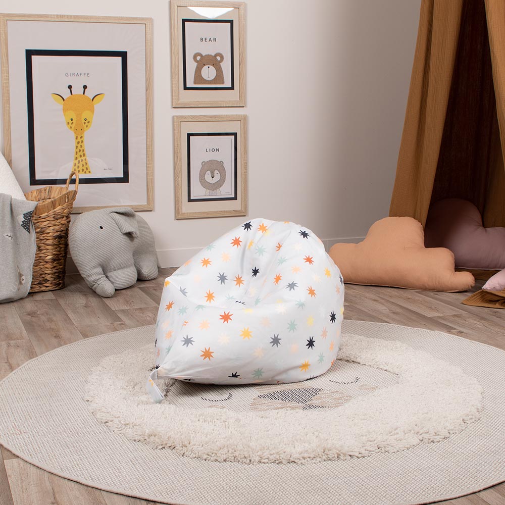 Delsit - Droplet Bean Chair W/ Color Stars - White