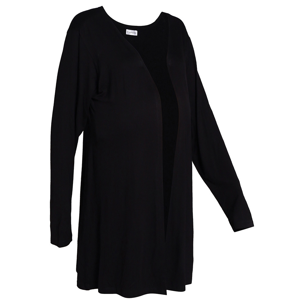 Tummy - Maternity Full Sleeves Open Front Long Shrug - Black