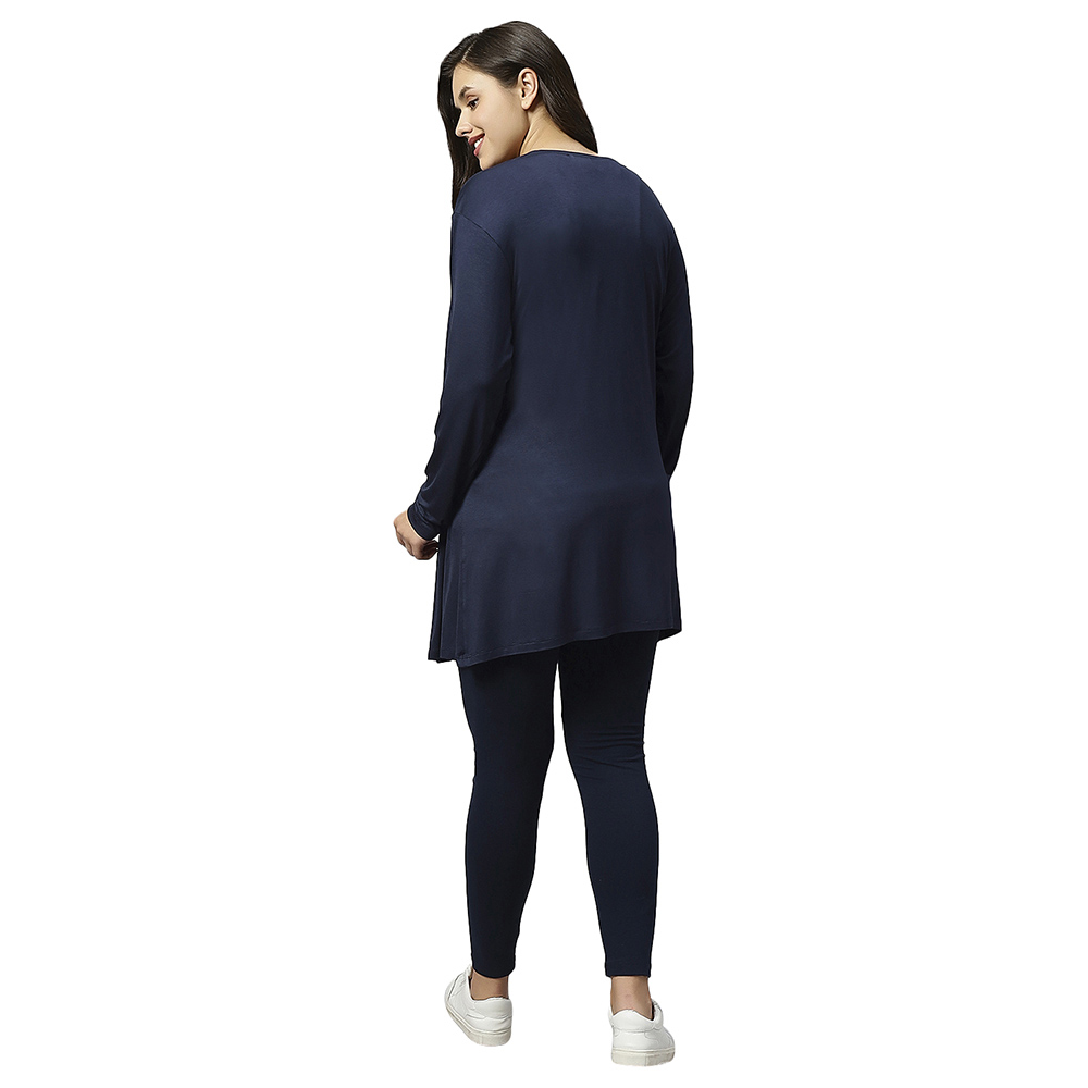 Tummy - Maternity Full Sleeves Open Front Long Shrug - Dark Blue