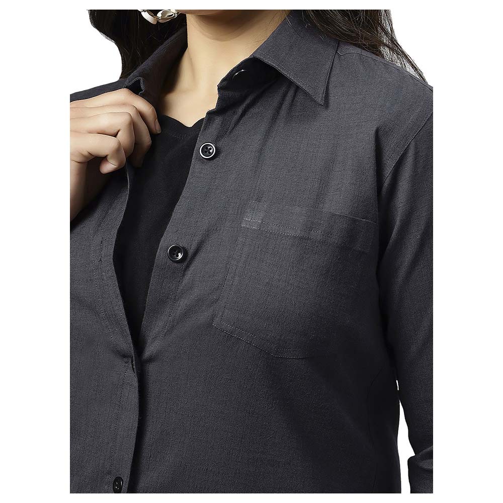 Tummy - Long Denim Maternity Shirt - Grey