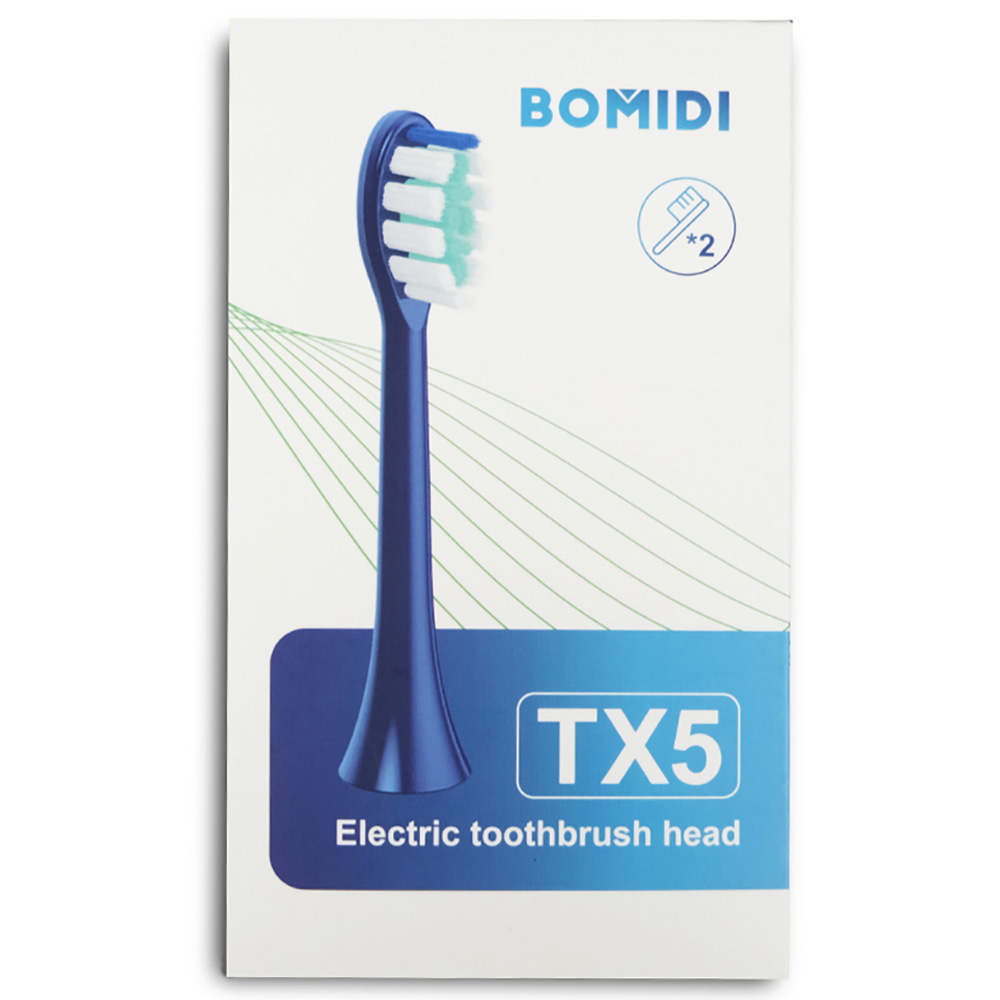 Bomidi - Tx5 Electric Head Soft Bristle Long Lasting Toothbrush - Pack of 2 - Blue