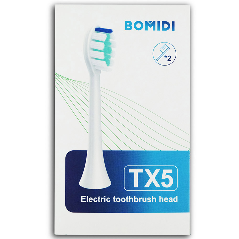 Bomidi - Tx5 Electric Head Soft Bristle Long Lasting Toothbrush - Pack of 2 - White