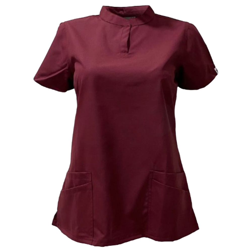 Veronica - 2pc-Set - Women Poly Viscose Chinese Collar Scrub Set -Maroon