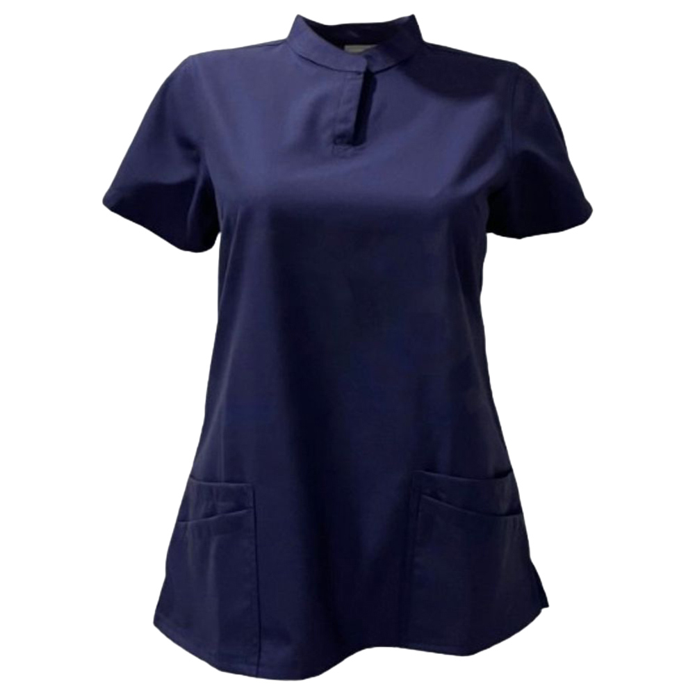 Veronica - 2pc-Set - Women Poly Viscose Chinese Collar Scrub Set -Navy Blue