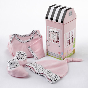 Baby Aspen "Welcome Home Baby!" 3-Piece Layette Set in Keepsake Gift Box - Pink