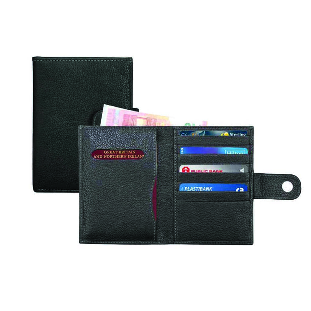 Santhome - Bari Genuine Leather Passport Cover - Black