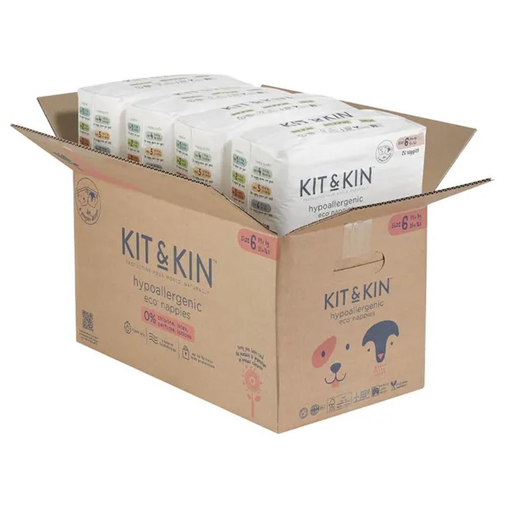 Kit & Kin - Eco Diapers Size 6 - 14+kg - Pack Of 4 - 96 Count