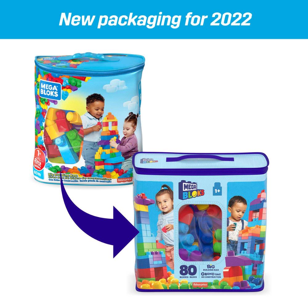 Mega Bloks Big Building Bag - 80 pieces - Blue